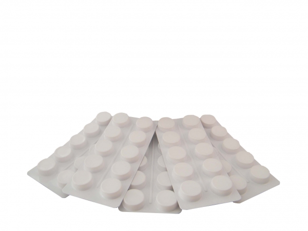 50 Reinigungstabletten im Blister 2,5gr "Restposten B-Ware"
